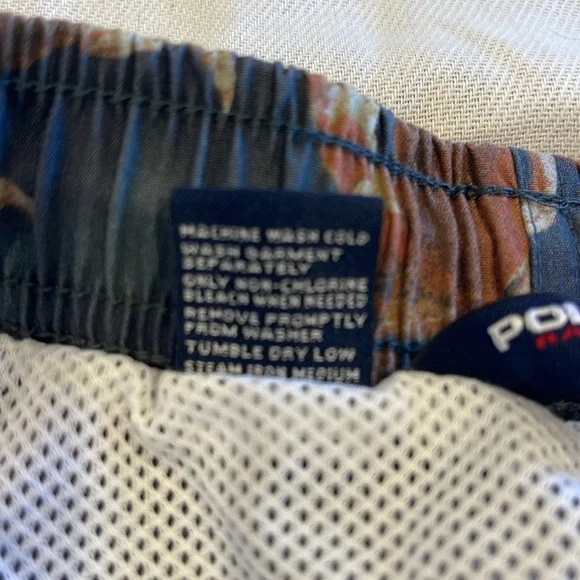 714 VINTAGE Ralph Lauren Polo classic Sport Blue Nylon Drawstring Shorts Size M - Picture 9 of 13